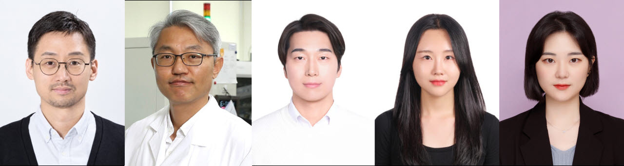 (왼쪽부터) 양창덕 교수, 최경진 교수, 박지원 연구원, 김지은 연구원, 노영임 연구원 (사진=UNIST)