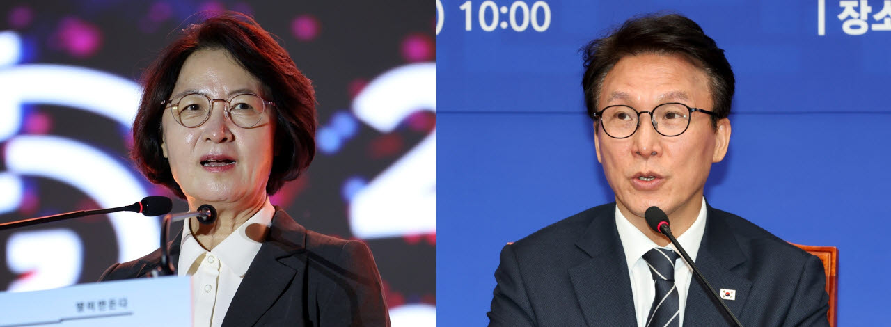 추미애 경기도지사와 김민석 더불어민주당 대표.(사진=경기도, 방인권 기자)