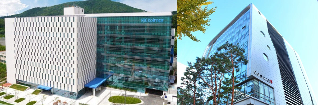 한국콜마(왼쪽)와 코스맥스 사옥 전경. (사진=각사)