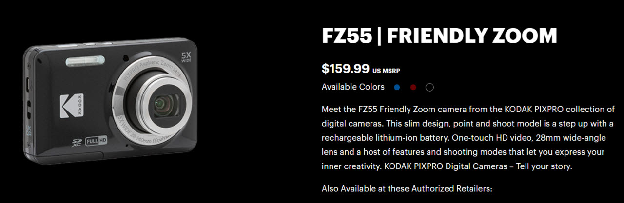 코닥 픽스프로 FZ55. (사진=미국 JK이미징 홈페이지 캡처)