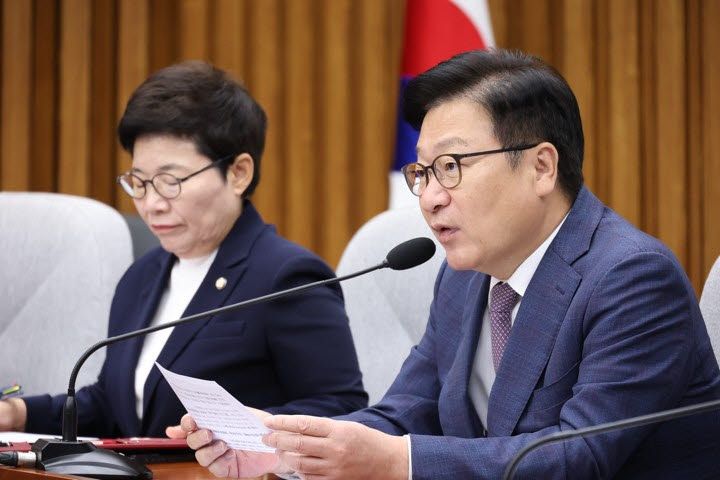 국민의힘 정점식 원내대표가 22일 국회에서 열린 원내대책회의에서 발언하고 있다. (사진=연합뉴스)
