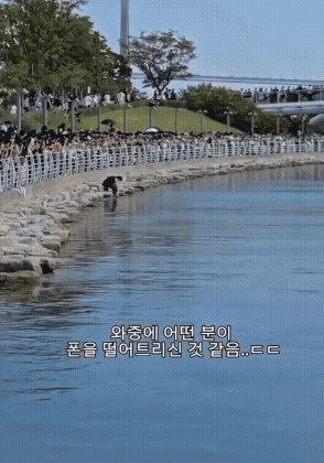 수로 안으로 손을 뻗어 바닥을 뒤적이는 시민의 모습. (사진=SNS 갈무리)