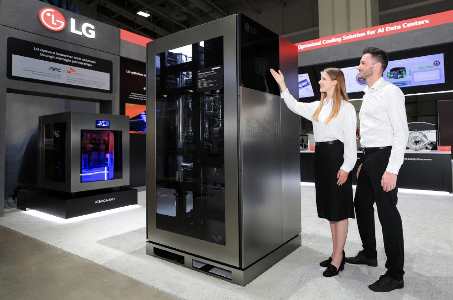 LG전자가 엔비디아의 공식 파트너 프로그램인 '엔비디아 파트너 네트워크(NVIDIA Partner Network)'의 ‘Power and Cooling’ 분야 파트너로 정식 등재됐다. 사진은 LG전자가 지난 4월 미국 워싱턴 D.C에서 열린 '데이터센터월드(DCW) 2026'에서 선보인 CDU 제품. (사진=LG전자)
