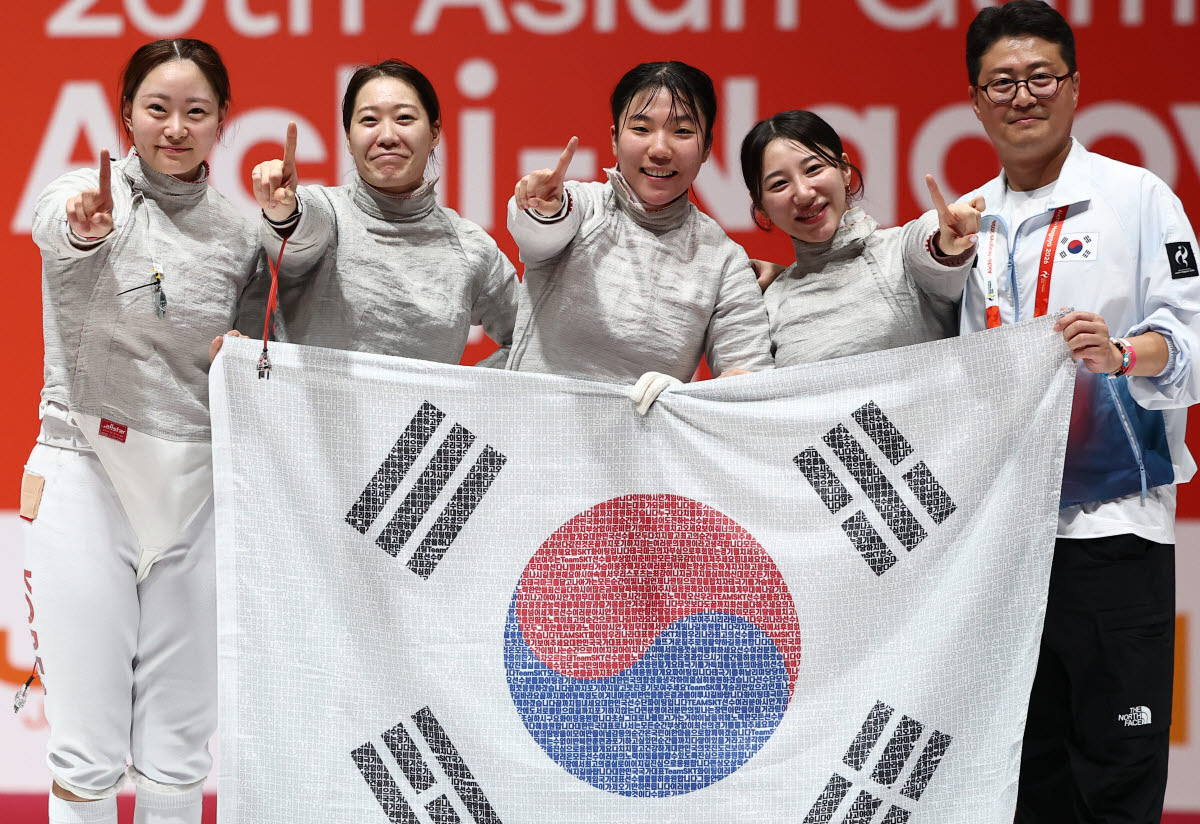 여자 사브르 대표팀 '우리가 1등'.(사진=연합뉴스)
