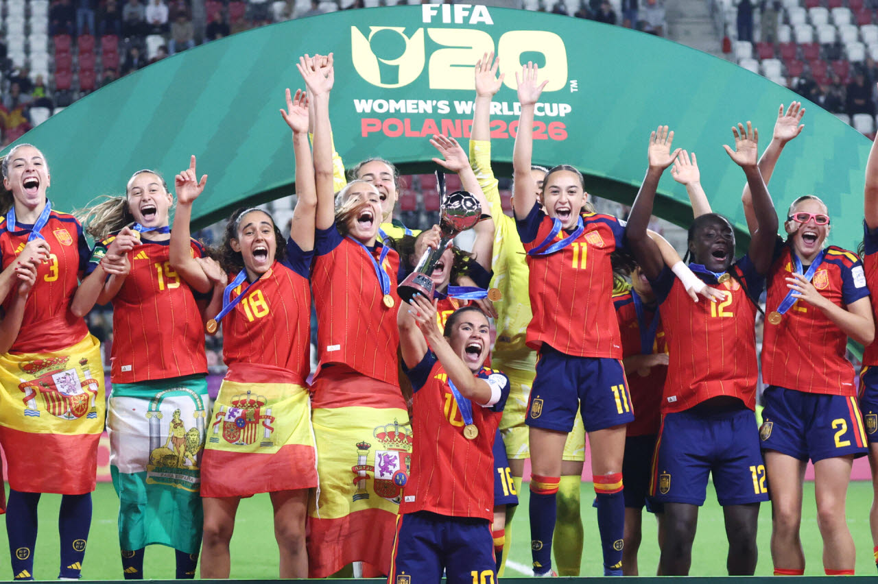 U-20 월드컵 우승한 스페인 선수단.(사진=AP/뉴시스)