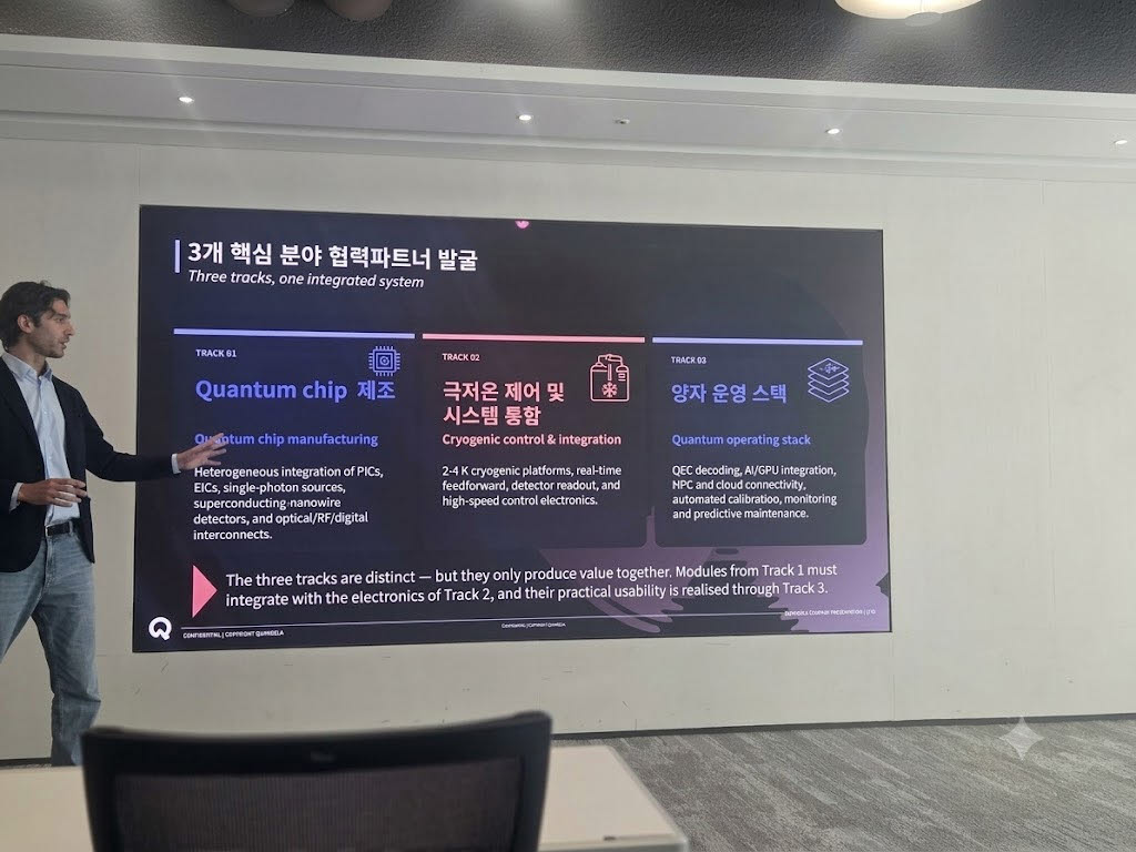 콴델라는 향후 2년간 ▲광양자 하드웨어 제조 ▲극저온 제어 및 시스템 통합 ▲AI·GPU·HPC(고성능컴퓨팅) 기반 양자 시스템 운영 등 3개 분야를 중심으로 국내 전략 파트너를 발굴하고 공동개발 및 기술 협력을 추진한다. 하드웨어 제조부터 시스템 통합, 실증 및 검증, 실제 운영까지 이어지는 협력 구조를 만든다는 구상이다. 사진=이데일리 김현아 기자