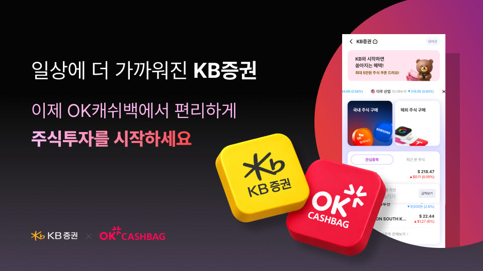 KB證, OK캐쉬백에 ‘임베디드 금융’ 서비스 오픈
