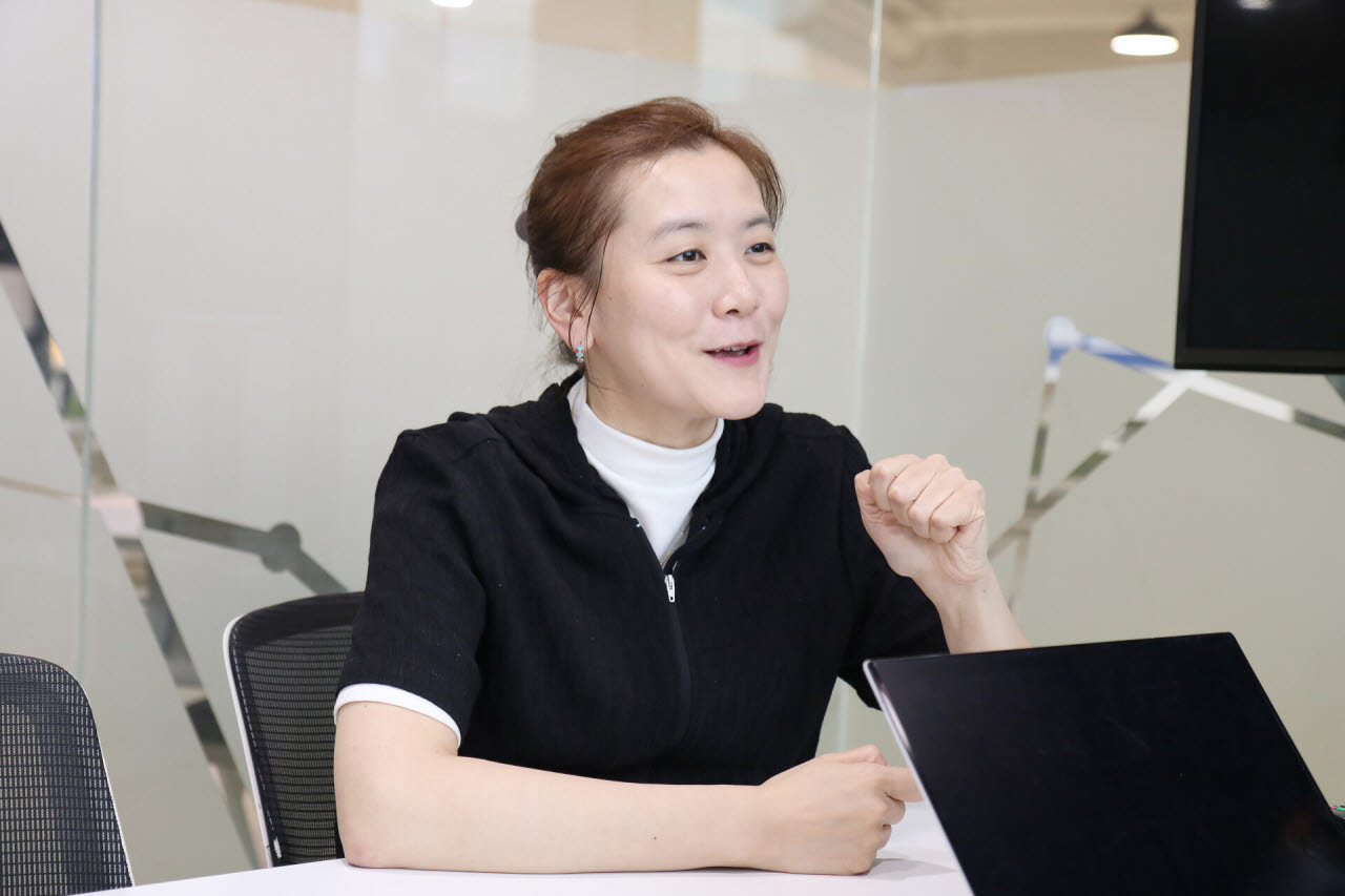 정지희 메디아이플러스 대표가 최근 경기도 성남시 판교의 한 사무실에서 본지와 인터뷰하고 있다. (사진=한국여성경제인협회)