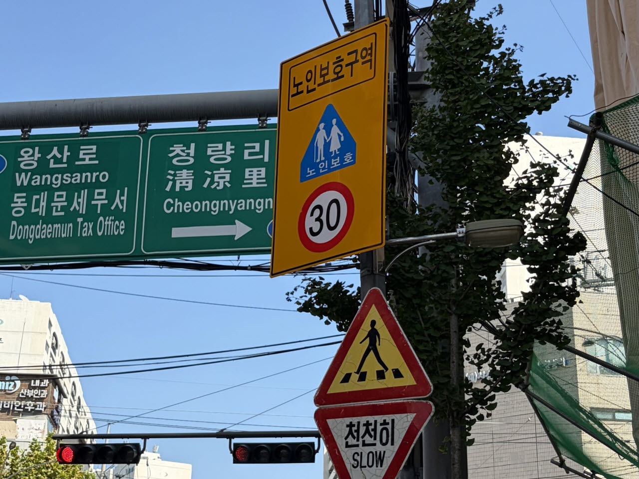 서울 동대문구 경동노인요양원 인근에 설치된 노인보호구역 표지판. (사진=정유진 수습기자)