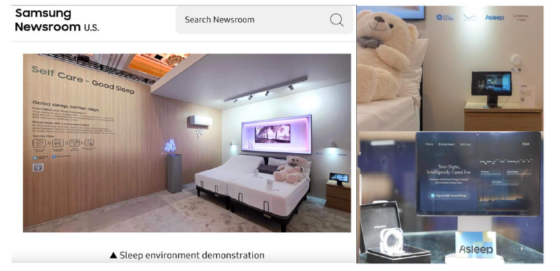 CES 2026 삼성전자부스에서 실시간 환경 제어 파트너 솔루션으로 에이슬립이 소개되는 모습 (사진=에이슬립)