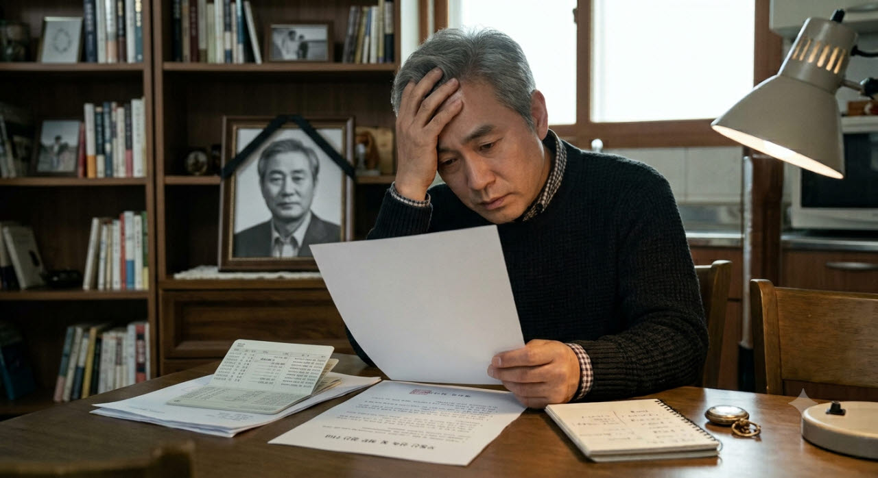 지난겨울 아버지를 여읜 후 반년 뒤 모르는 대부업체 소장을 받은 50대 직장인 A.(사진=제미나이 생성 이미지)