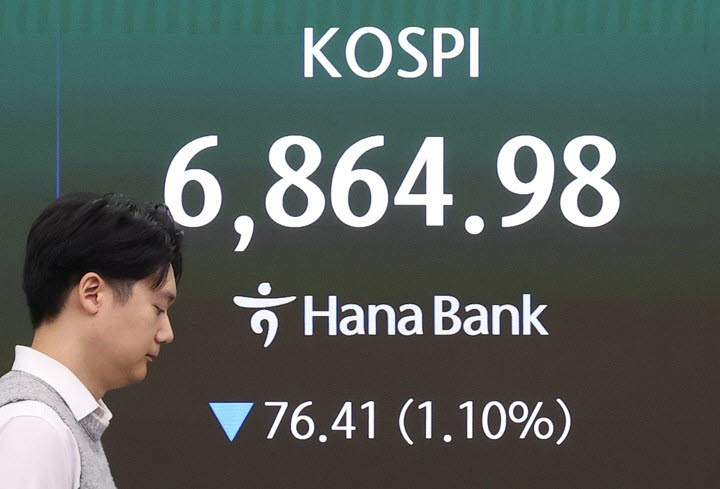 7일 서울 하나은행 딜링룸 현황판에 코스피가 표시되고 있다. (사진=연합뉴스)