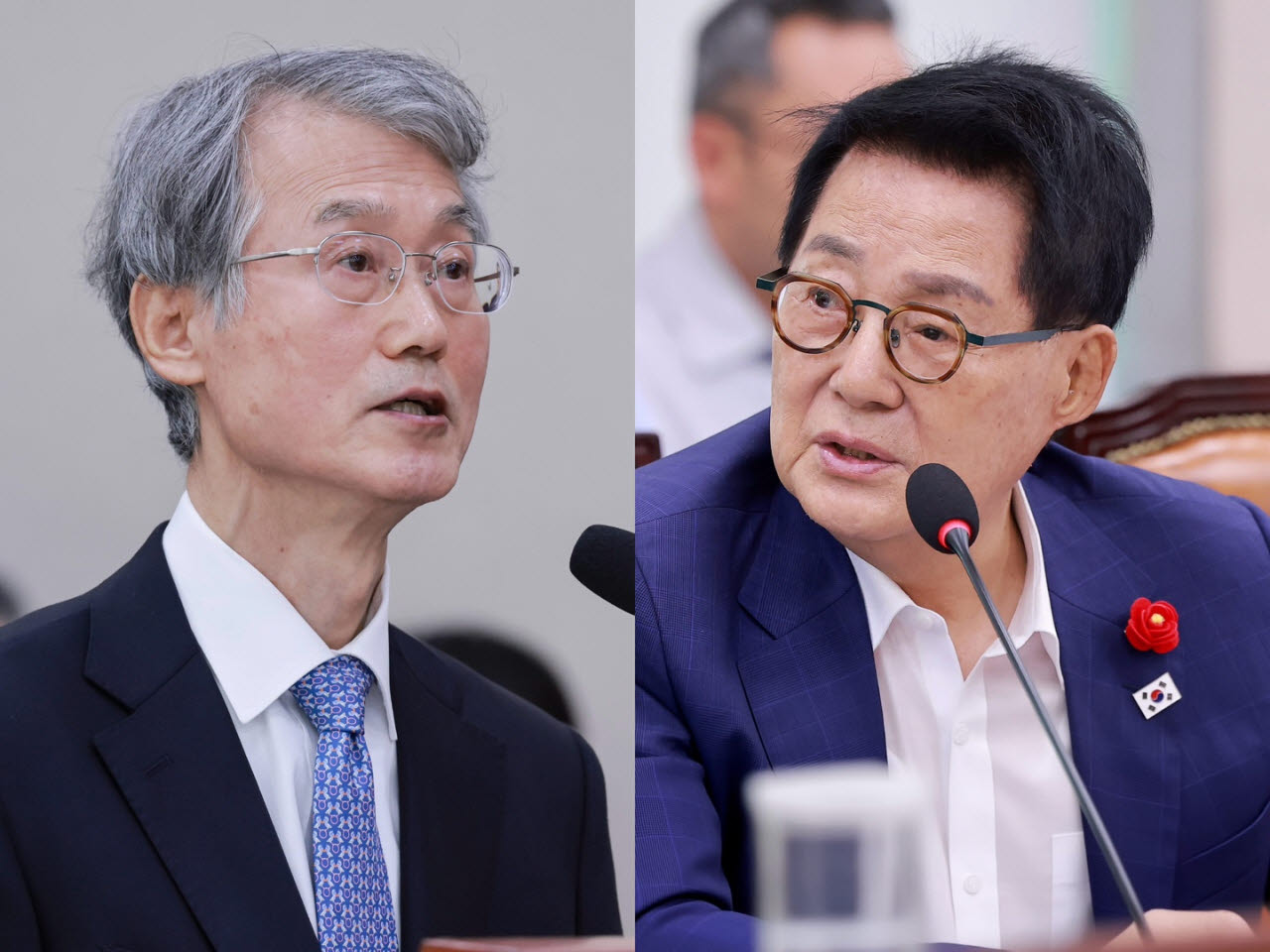 조희대 대법원장(왼쪽), 박지원 더불어민주당 의원. (사진=연합뉴스)