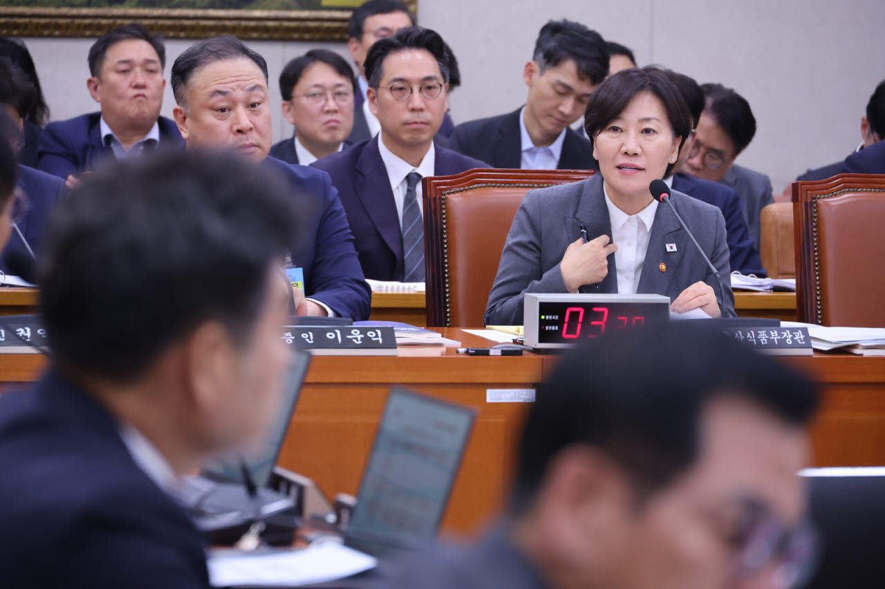 송미령 농림축산식품부 장관이 7일 서울 여의도 국회에서 열린 농림축산식품해양수산위원회의 농림축산식품부 등에 대한 국정감사에서 의원 질의에 답변하고 있다. (사진=뉴스1)
