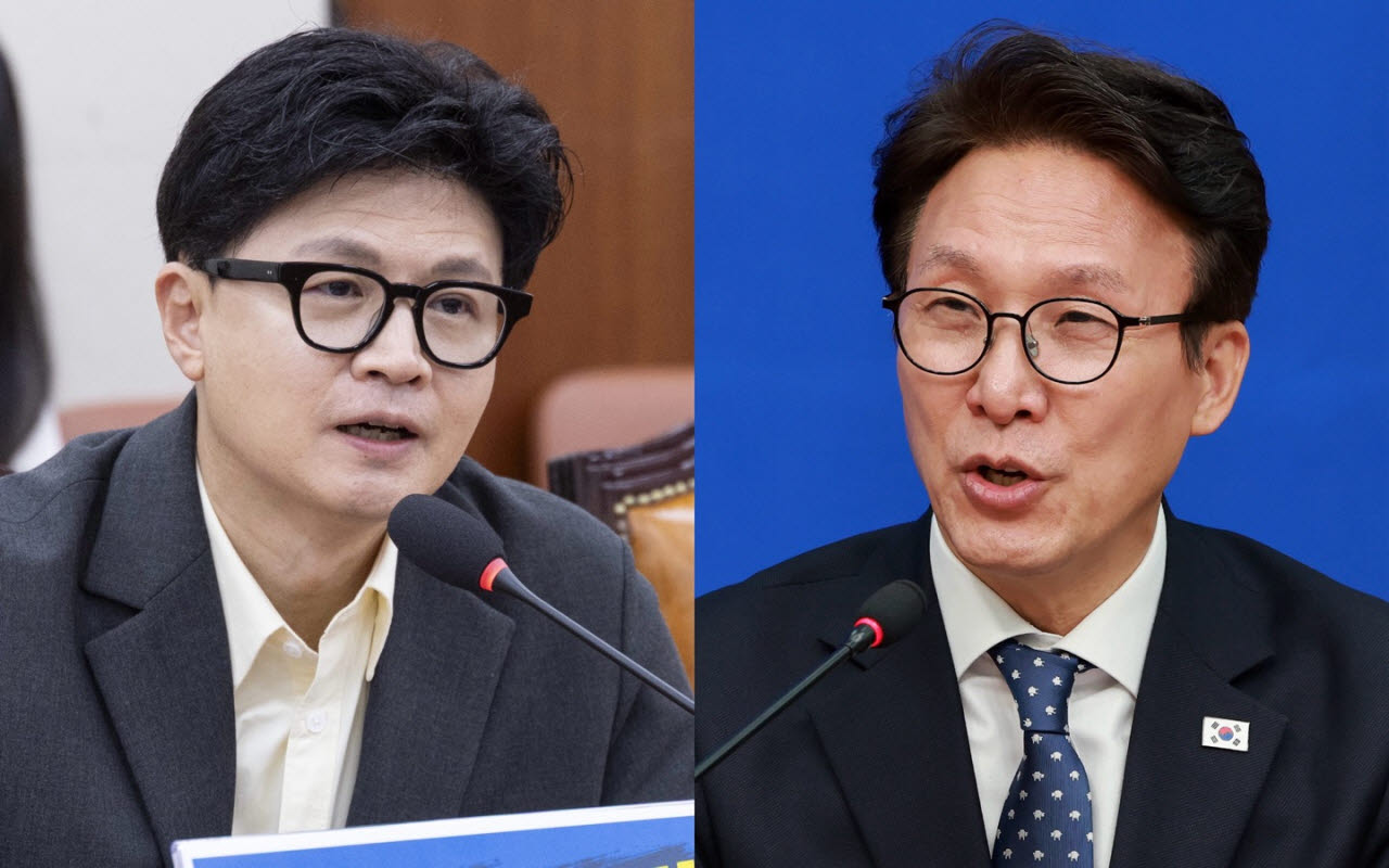 한동훈 무소속 의원(왼쪽), 김민석 더불어민주당 대표. (사진=연합뉴스)
