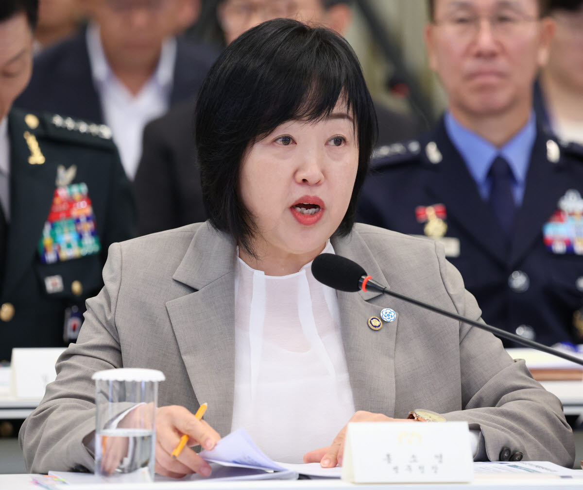 업홍소영 병무청장이 지난 8월 5일 청와대 영빈관에서 열린 이재명 대통령 주재 부처 업무보고에서 보고하고 있다. (사진=연합뉴스)