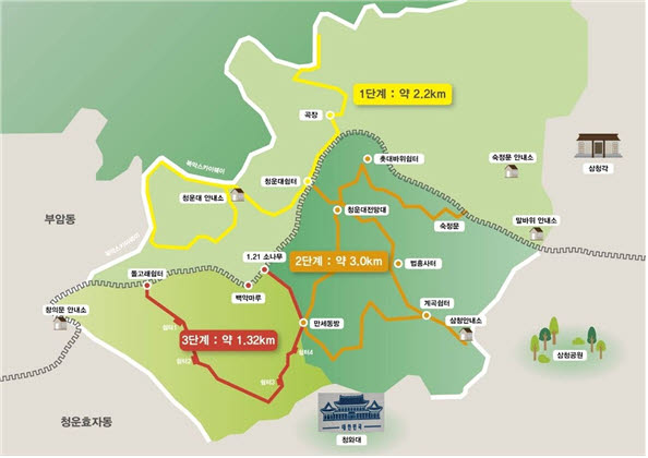 북악산 추가 개방(3단계) 탐방로(사진=대통령경호처)
