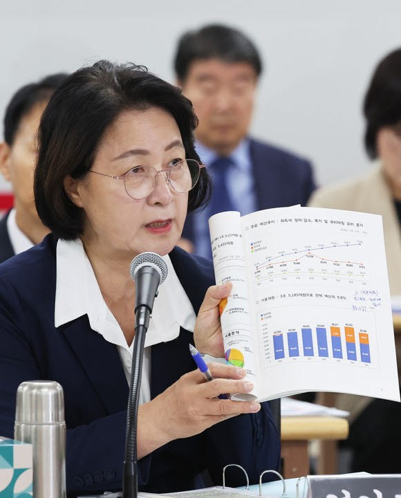 13일 경기도 수원시 영통구 경기도청에서 열린 국회 행정안전위원회의 경기도에 대한 국정감사에서 추미애 경기도지사가 위원 질의에 답변하고 있다.(사진=연합뉴스)