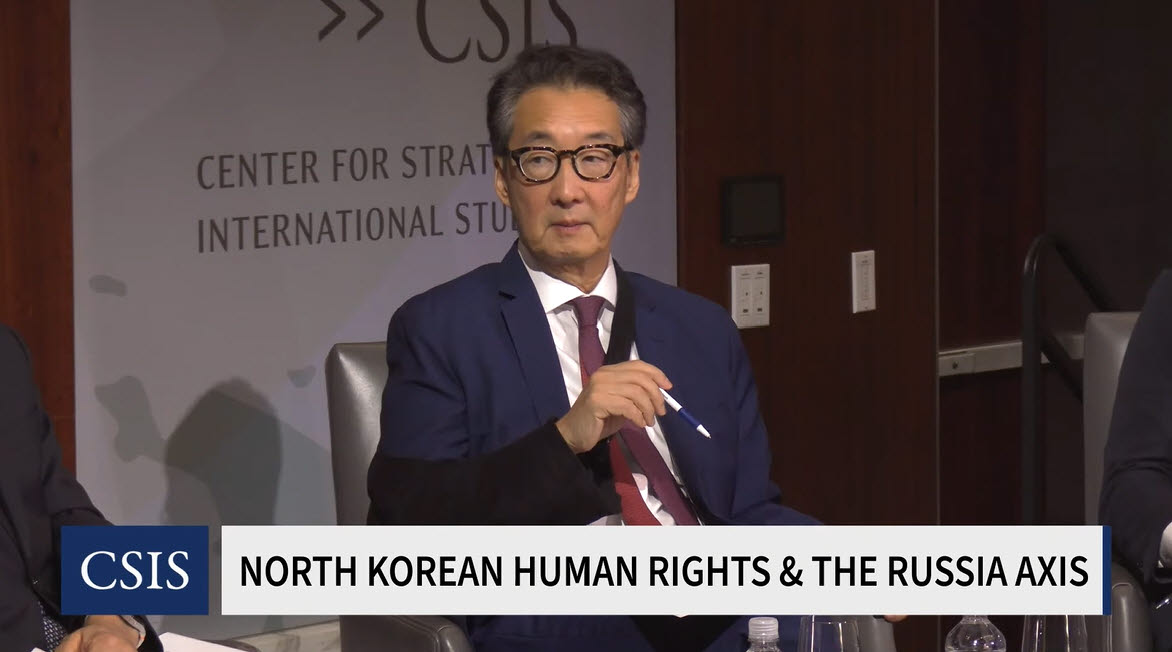 빅터 차 미국 전략국제문제연구소(CSIS) 지정학·외교정책 부문 대표 겸 한국석좌가 14일(현지시간) 워싱턴DC CSIS에서 열린 ‘북한 인권과 러시아의 연계’ 토론회에서 발언하고 있다. (사진=CSIS 웹캐스트)