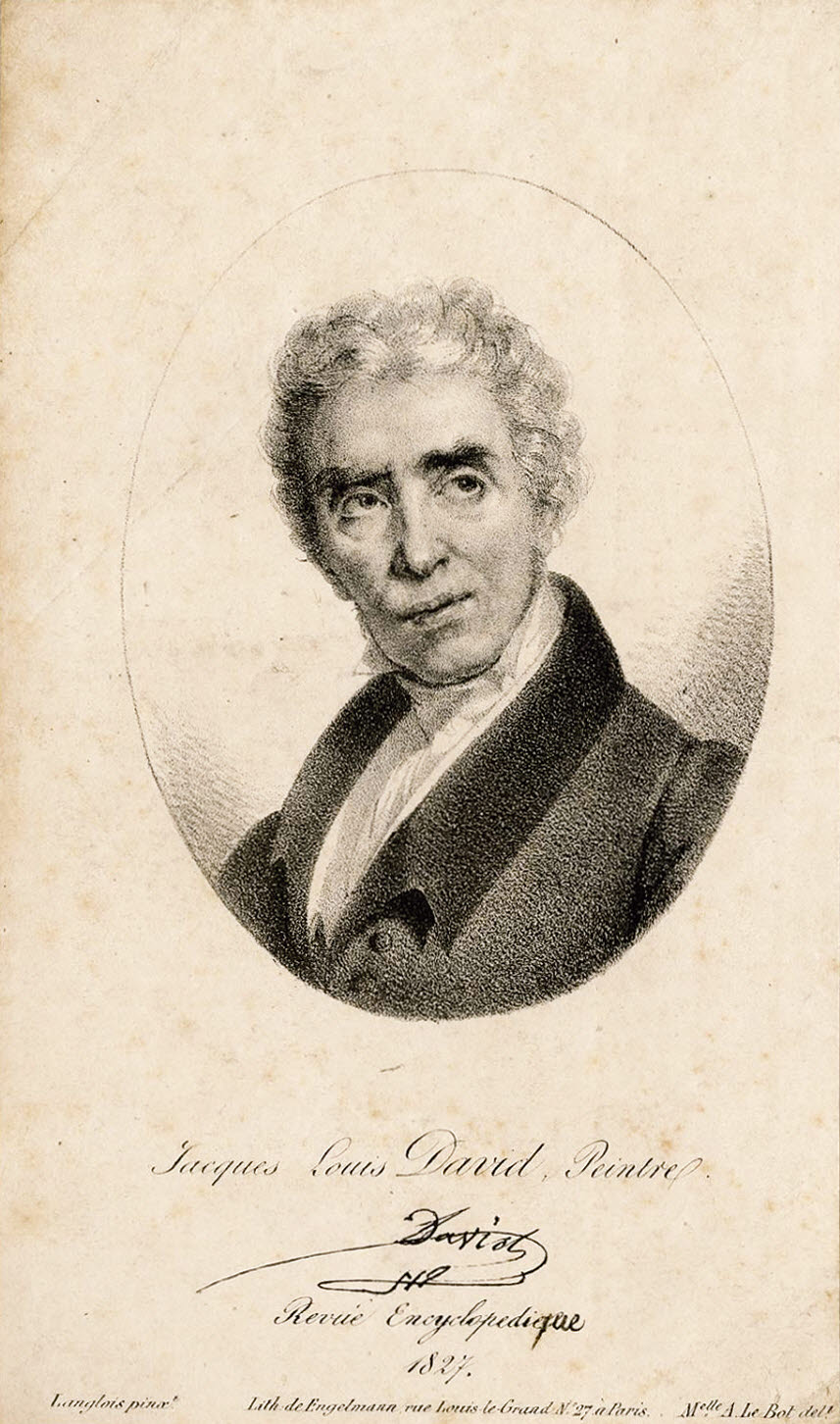 만년의 자크 루이 다비드. 정확한 나이는 알 수 없다. 제롬 마르탱 랑글루아(1779∼1838)의 그림을 에마블 르 보(1797∼1838)가 석판화로 제작해 1827년 4월 발행한 비평지 ‘르뷔 앙시클로페디크’에 뒤늦은 부고와 함께 실었다.