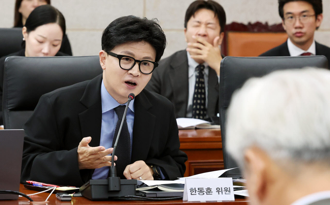 국회 외통위 국정감사에서 질의 중인 한동훈 무소속 의원. (사진=뉴시스)