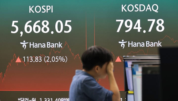 16일 서울 중구 하나은행 본점 딜링룸에 주가지수와 환율이 표시되고 있다. (사진=연합뉴스)