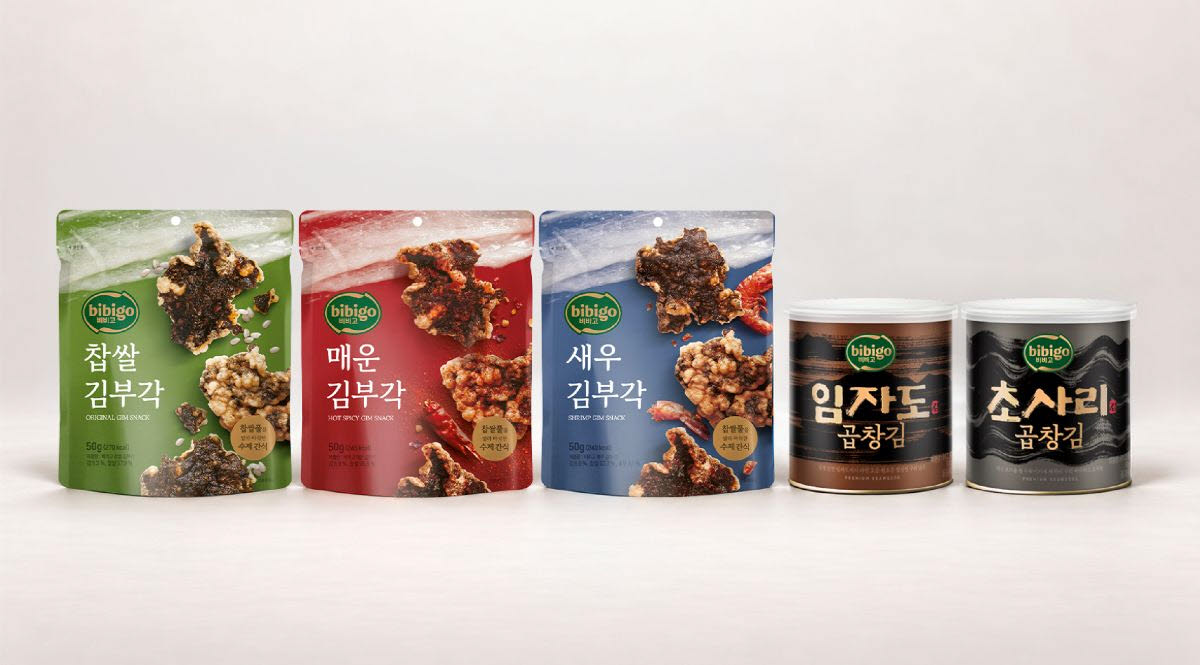 CJ제일제당 비비고 김부각 3종과 캔김 2종 제품 이미지