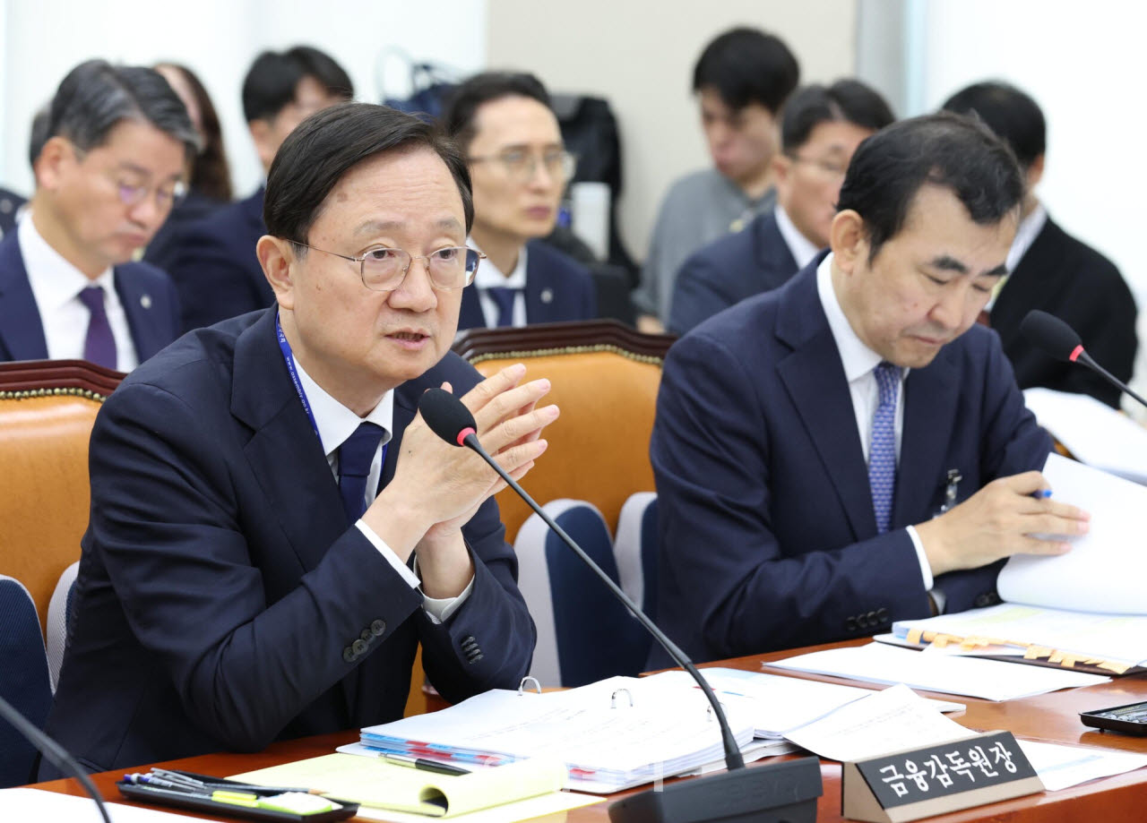 이찬진 금융감독원장이 19일 서울 여의도 국회 정무위원회에서 열린 금융감독원, 예금보험공사, 서민금융진흥원에 대한 국정감사에서 질의에 답변하고 있다.(사진=이데일리)