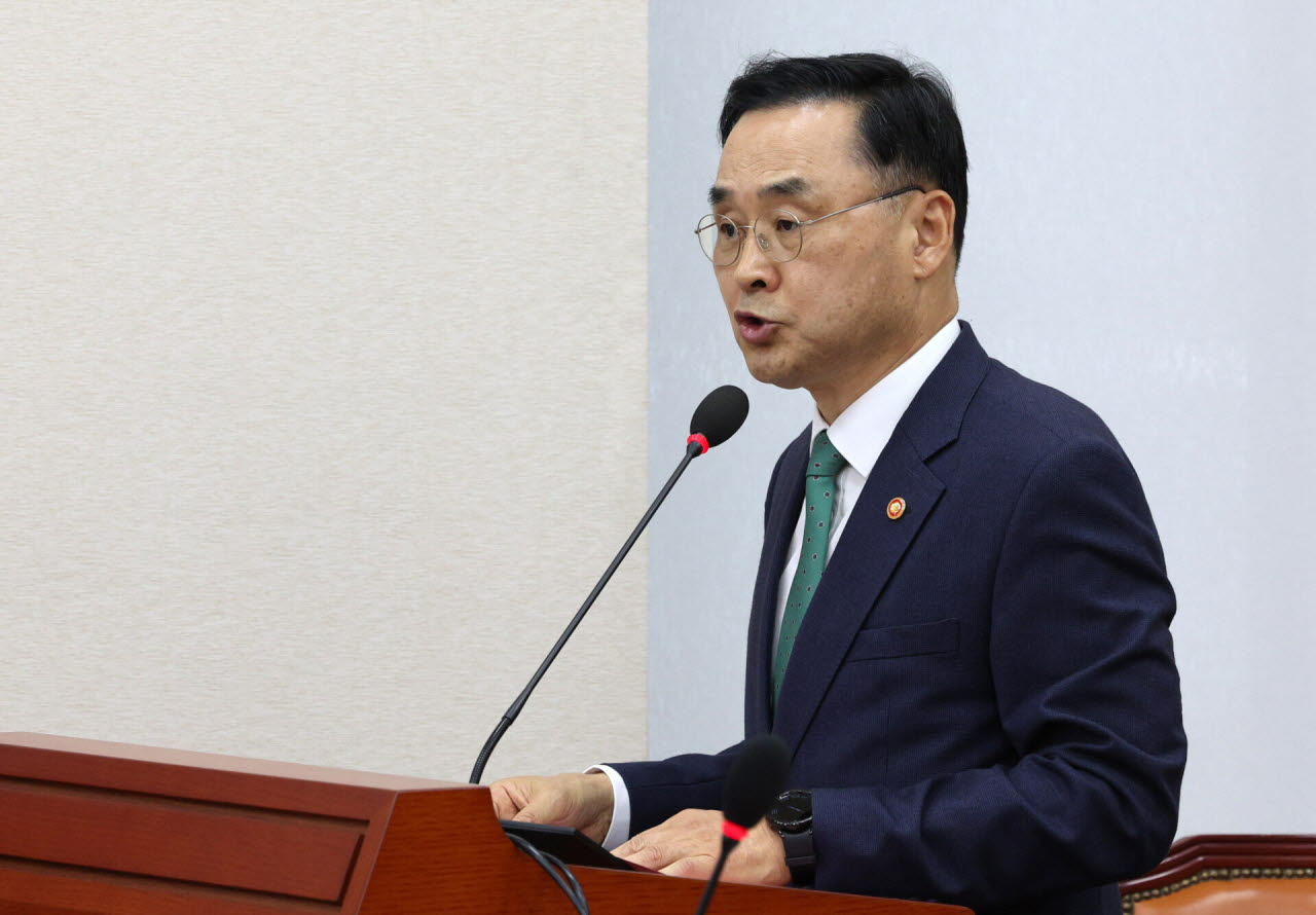 차정인 국가교육위원장이 지난 7일 서울 여의도 국회에서 열린 교육위원회 국정감사(교육부 등)에서 업무보고를 하고 있다. (사진=뉴시스)