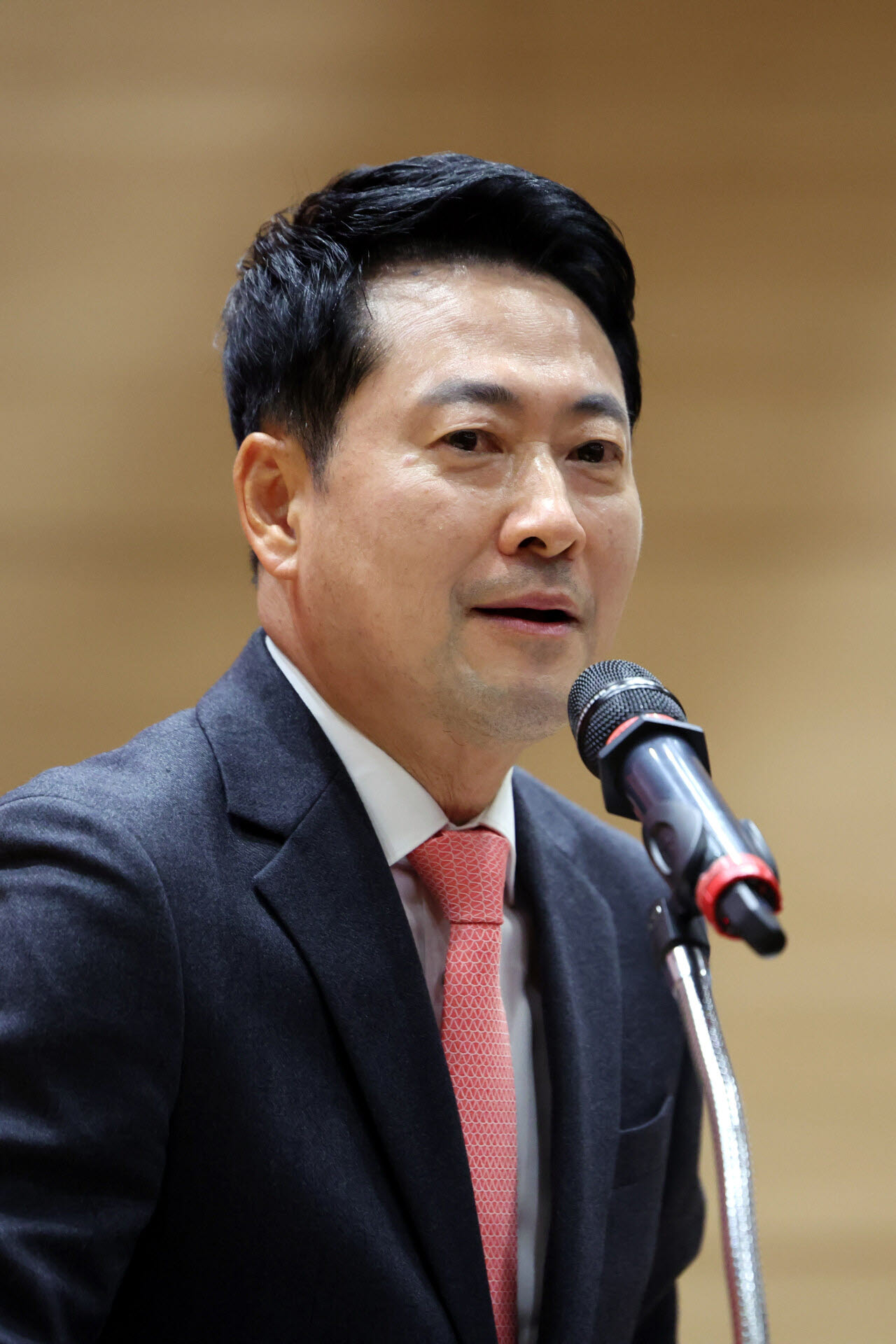 장동혁 국민의힘 대표가 23일 서울 여의도 국회 의원회관에서 열린 '입틀막법 총력투쟁 결의대회'에서 축사를 하고 있다. (사진=뉴스1)