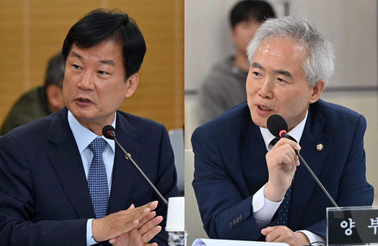 더불어민주당 박균택 의원(왼쪽)과 양부남 의원.(사진=뉴시스)