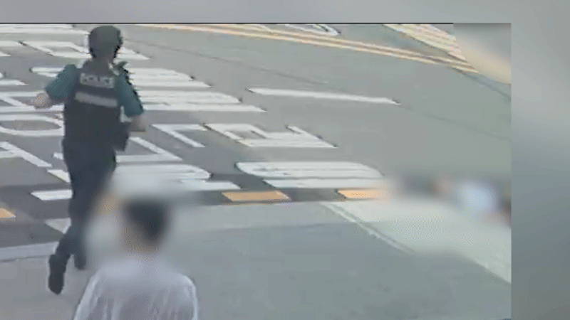지난 17일 오후 2시 10분께 경찰관이 동작경찰서 관내 한 지구대 앞 인도에 쓰러진 시민에게 달려가 심폐소생술을 하고 있다. (영상=서울 동작경찰서)