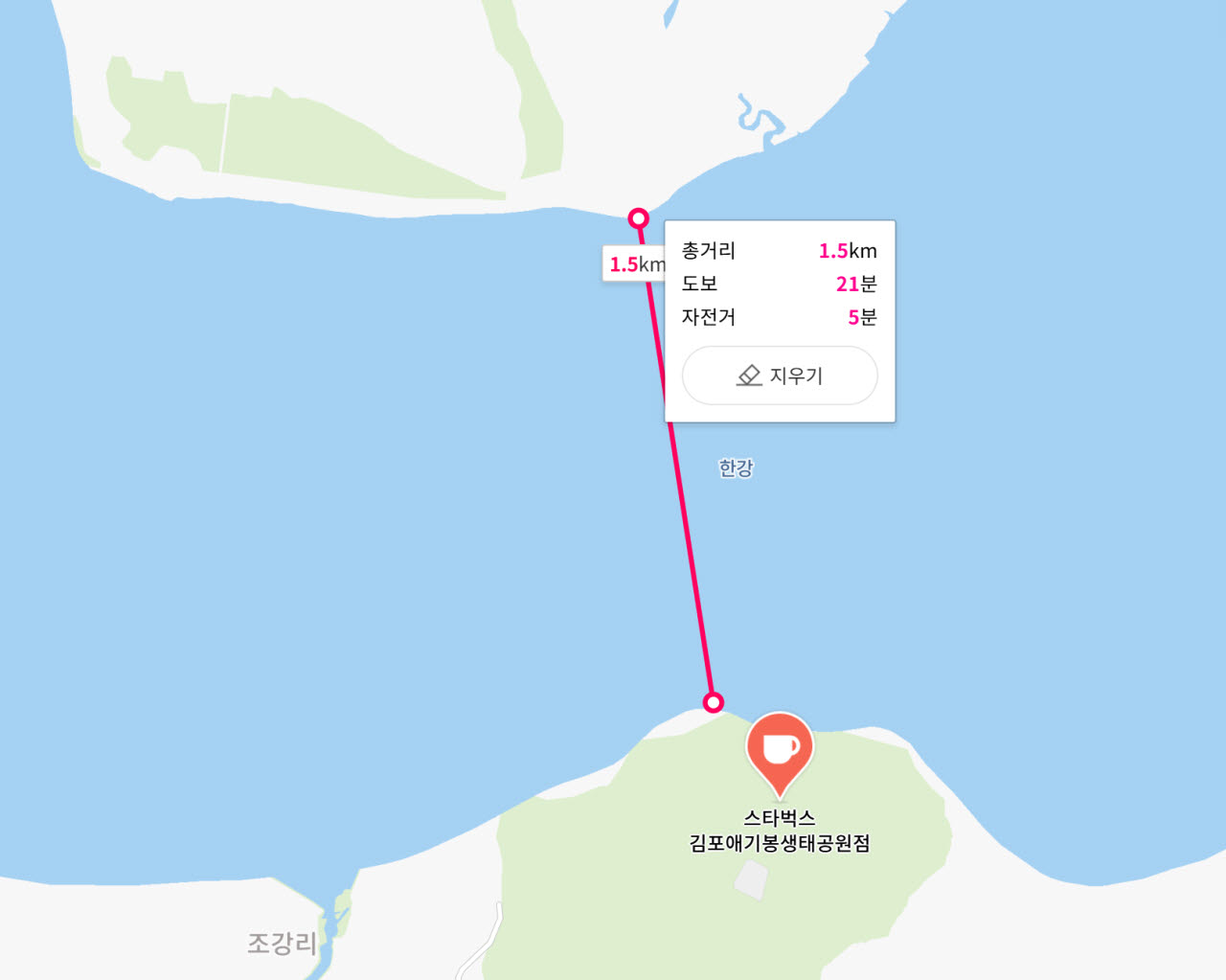 약 1.5㎞의 이격 거리를 감안할 때 육안으로 자주포가 가깝게 보이는 구도는 나오기 어렵다는 분석이다. (이미지=네이버지도 캡처)