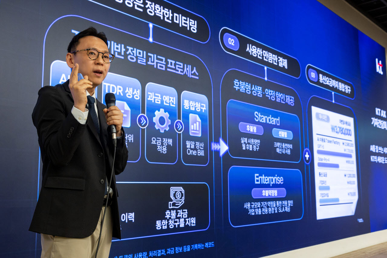 이진형 KT AX사업본부장 상무가 발표하고 있다(사진=KT)