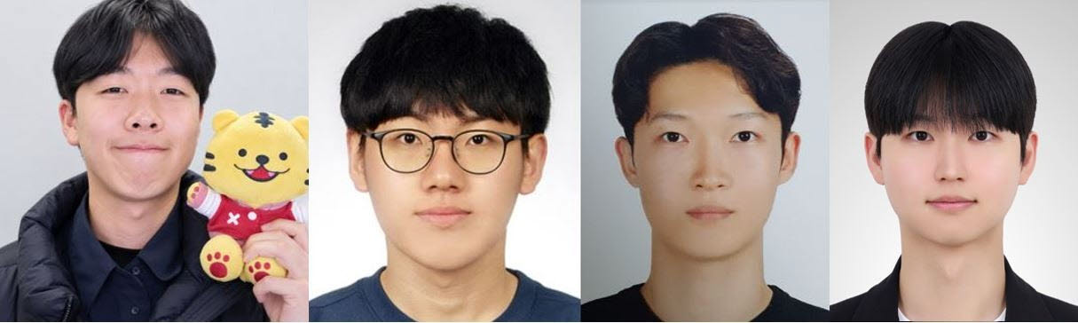 (왼쪽부터)고려대 컴퓨터학과의 장부루 교수(교신저자), 최찬우 석박통합과정(공동제1저자), 김은태 석박통합과정(공동제1저자), 이규호 석사과정(공동제1저자). (사진=고려대)