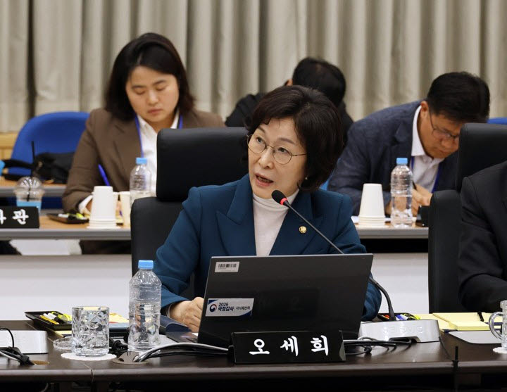 더불어민주당 오세희 의원이 13일 정부대전청사 지식재산처에서 열린 산업통상자원중소벤처기업위원회 국정감사에서 질의하고 있다. (사진=연합뉴스)