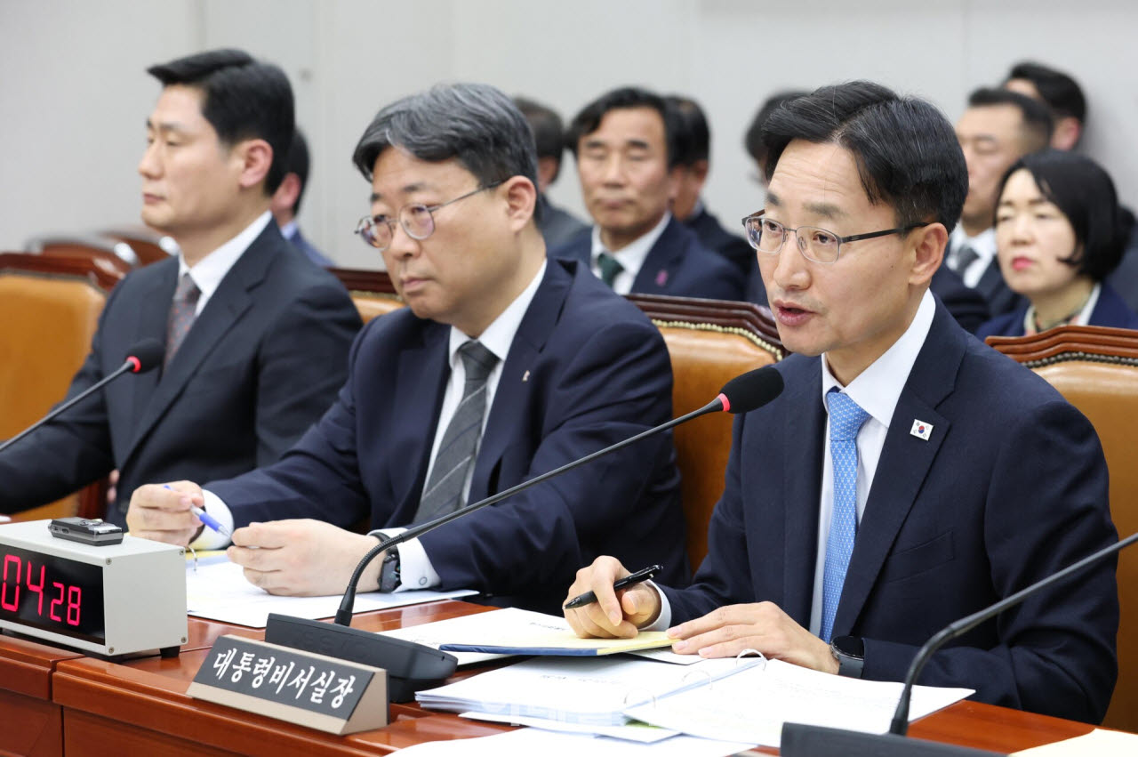 [포토]국정감사, '답변하는 임광현 대통령비서실장'