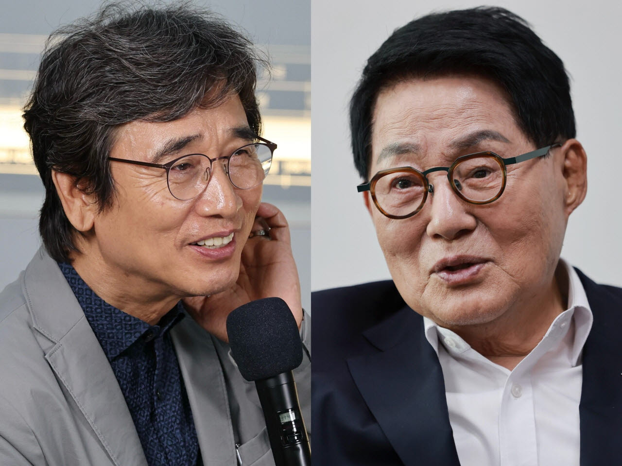 유시민 작가(왼쪽), 박지원 더불어민주당 의원. (사진=연합뉴스)