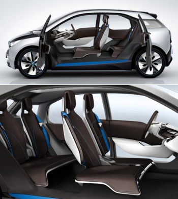  BMW i3, 산뜻한 블루 라인이 돋보이는 내부                                                                                                                                                         