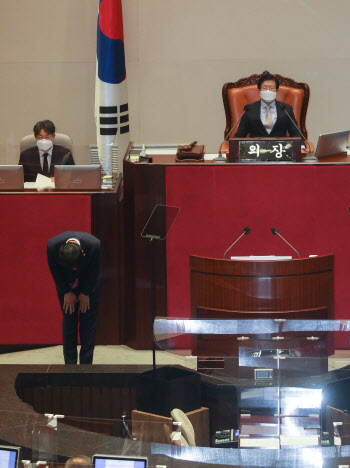 교섭단체 대표연설에 앞서 인사하는 김기현 원내대표                                                                                                                                                 