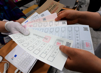 지방선거 사전투표, 투표용지 받는 유권자                                                                                                                                                           