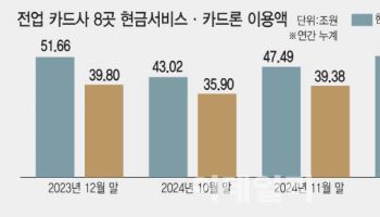 서민 급전 '카드론·현금서비스' 한달새 8조 껑충