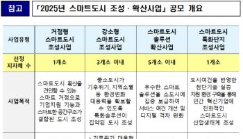국토부, '2025 스마트도시 조성·확산사업' 17일부터 공모