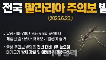 장마 후 활개 우려…말라리아 주의보 발령