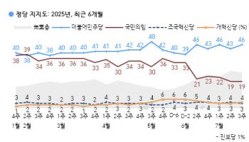 국힘 지지율, 2주 연속 역대 최저수준…민주 46%[한국갤럽]