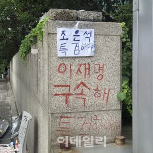 尹사저 아크로비스타 담벼락에 낙서한 여성, 현행범 체포