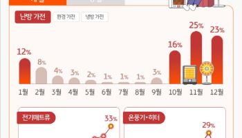 전기매트·히터 쇼핑 대목…김치냉장고 12월에 제일 많이 산다
