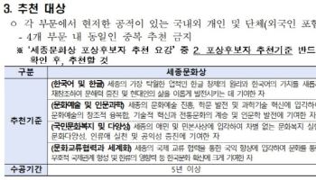문체부 `세종문화상` 포상 후보자 찾는다…내달 15일까지 접수