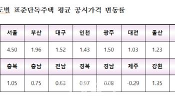 내년 단독주택 공시가 2.51%·표준지 공시지가 3.35% 올라