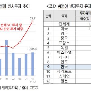 한국, AI 벤처투자 유치 세계 9위…글로벌 시장 비중 1% 그쳐